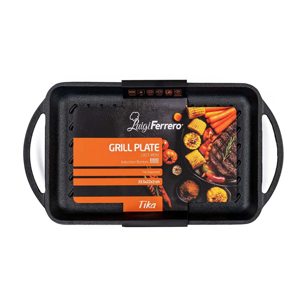 Luigi Ferrero Tika Grill Plate Fr-3422Ci, 33.5X22X3 Cm, Cast Iron