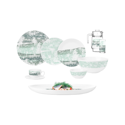 Luminarc Diwali Acctit Turquoise 46-Piece Dinner Set - Red Rhino