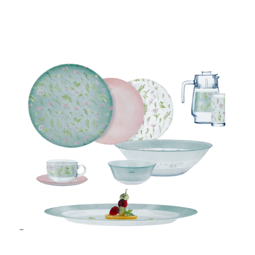 Luminarc Simply Beatrice Dinner Set, 46 pcs - Red Rhino