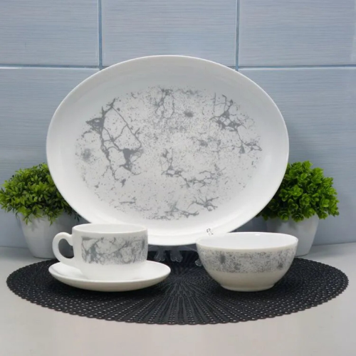 Luminarc Diwali Tectum Opal Glass Dinner Set, 46 pcs - Red Rhino