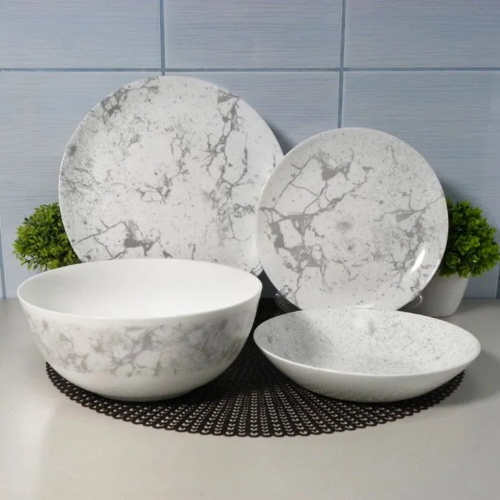 Luminarc Diwali Tectum Opal Glass Dinner Set, 46 pcs - Red Rhino