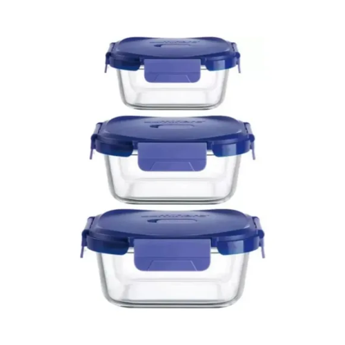 Luminarc Pure Box Putina Glass Storage Box with Lid Square (320ml, 520ml & 800ml) - Red Rhino