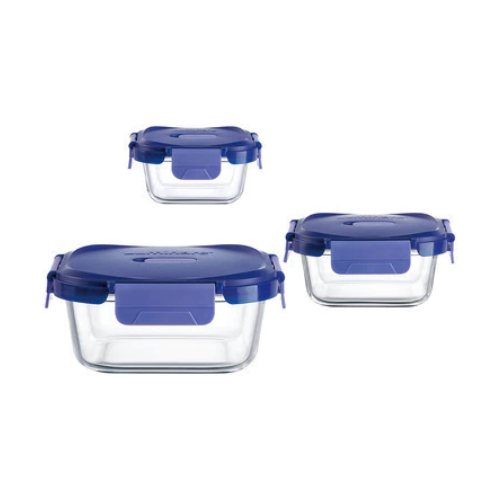 Luminarc Pure Box Putina Glass Storage Box with Lid Square (320ml, 520ml & 800ml) - Red Rhino