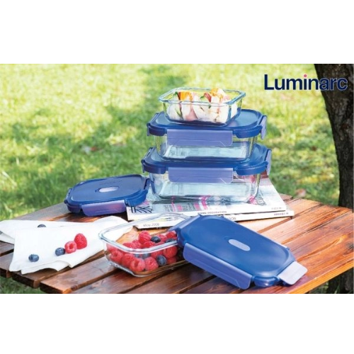 Luminarc Pure Box Putina Glass Storage Box with Lid Square (320ml, 520ml & 800ml) - Red Rhino
