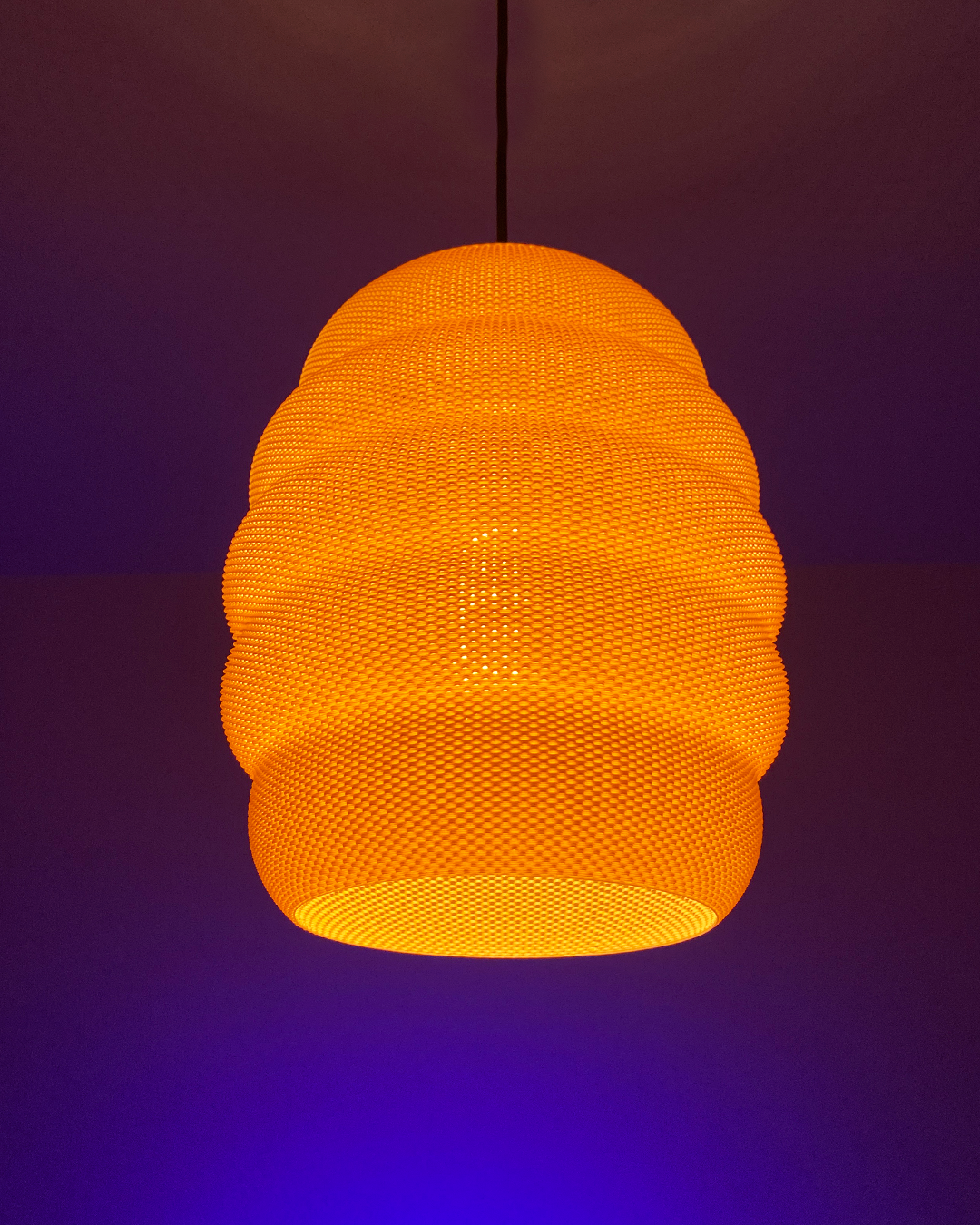 Print3D Africa BEEHIVE Pendant Lamp illuminated - Red Rhino Kenya