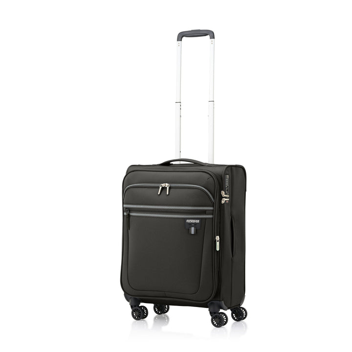American Tourister Aerospin Expandable Spinner 55 cm — Black Cabin Suitcase