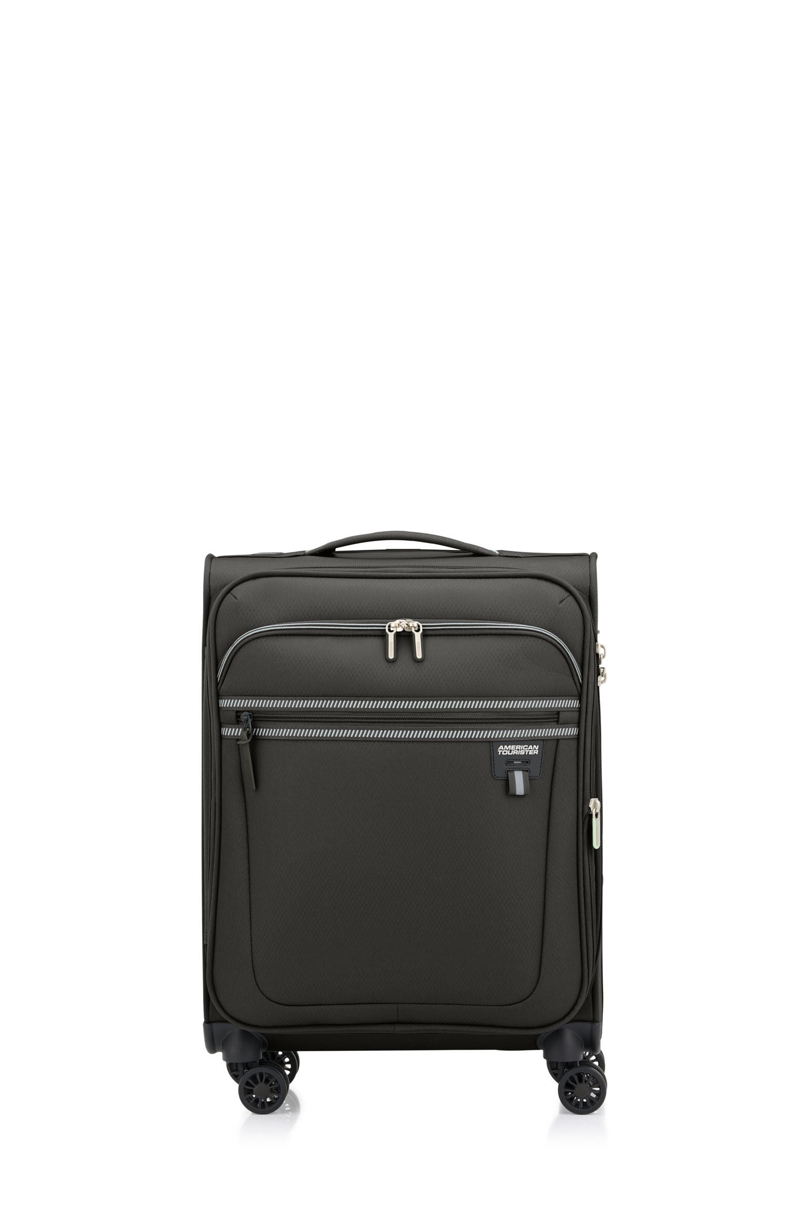American Tourister Aerospin Expandable Spinner 55 cm — Black Cabin Suitcase