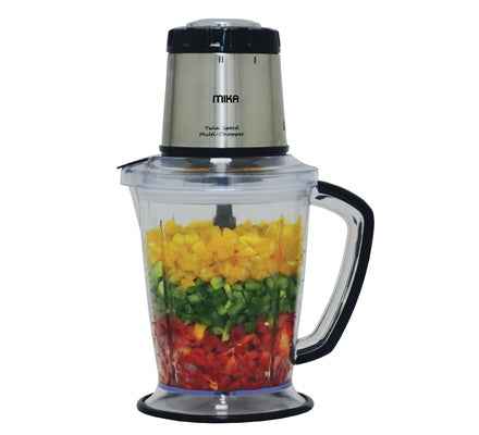 MIKA Multi Chopper 5 in 1, 400W, 2L Unbreakable Jar, 2 Speed, Grey & SS MCH151GR - Red Rhino