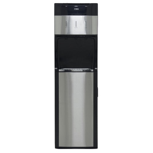 MIKA bottom-load water dispenser stainless steel black MWD2801SSB, front view