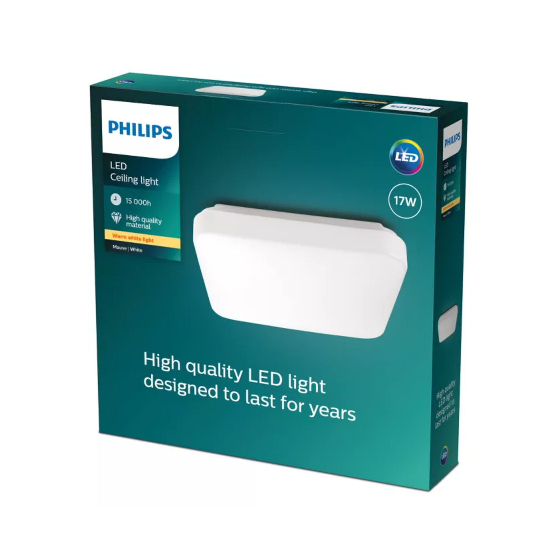 Philips Mauve LED Ceiling Light 17W Square – 2700K Warm White L320