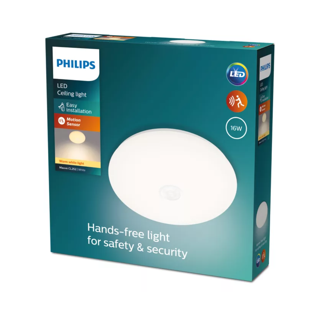Philips Mauve LED Ceiling Light 16W – Warm White Motion Sensor Ceiling Light D320