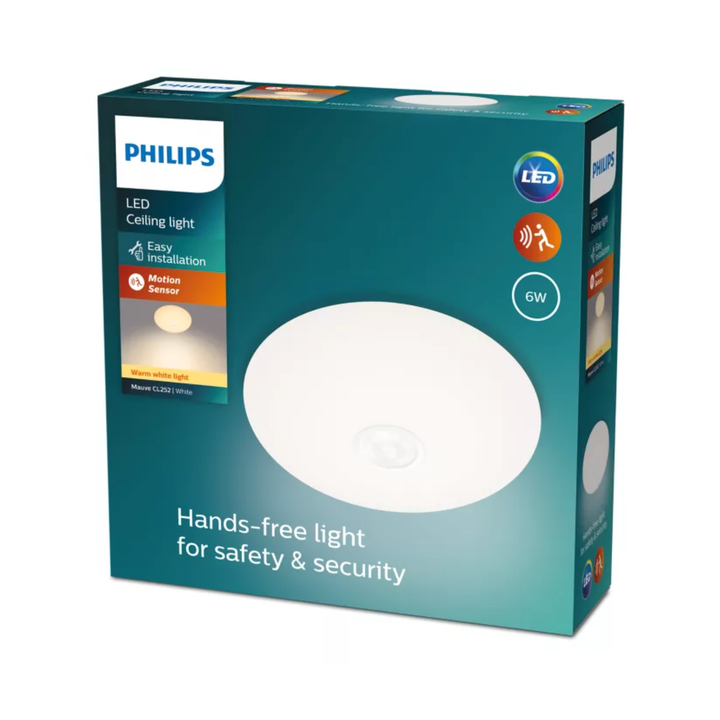 Philips Mauve LED ceiling light 6W warm white with motion sensor, product view