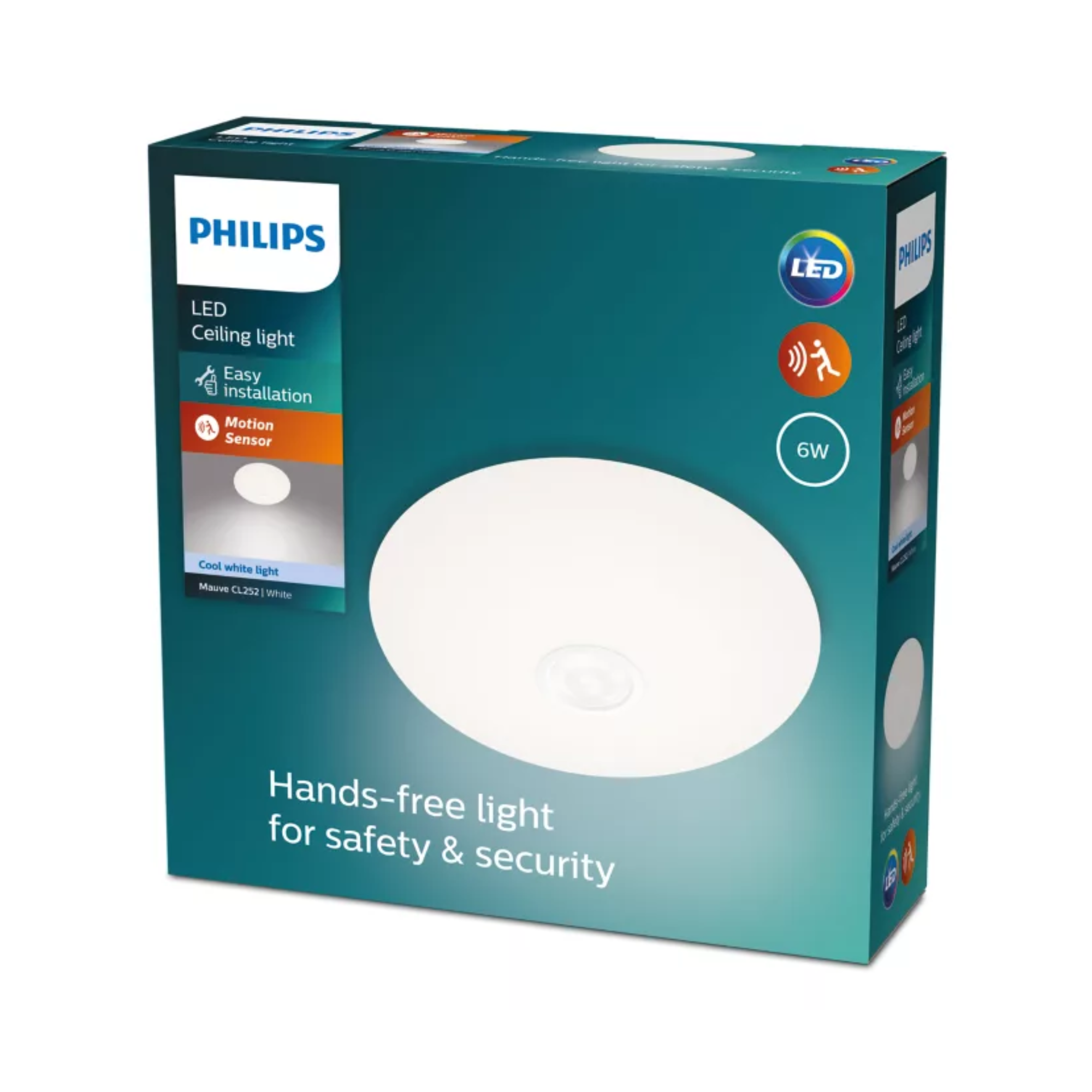 Philips Mauve LED Ceiling Light 6W – Cool White Motion Sensor Ceiling Light D250