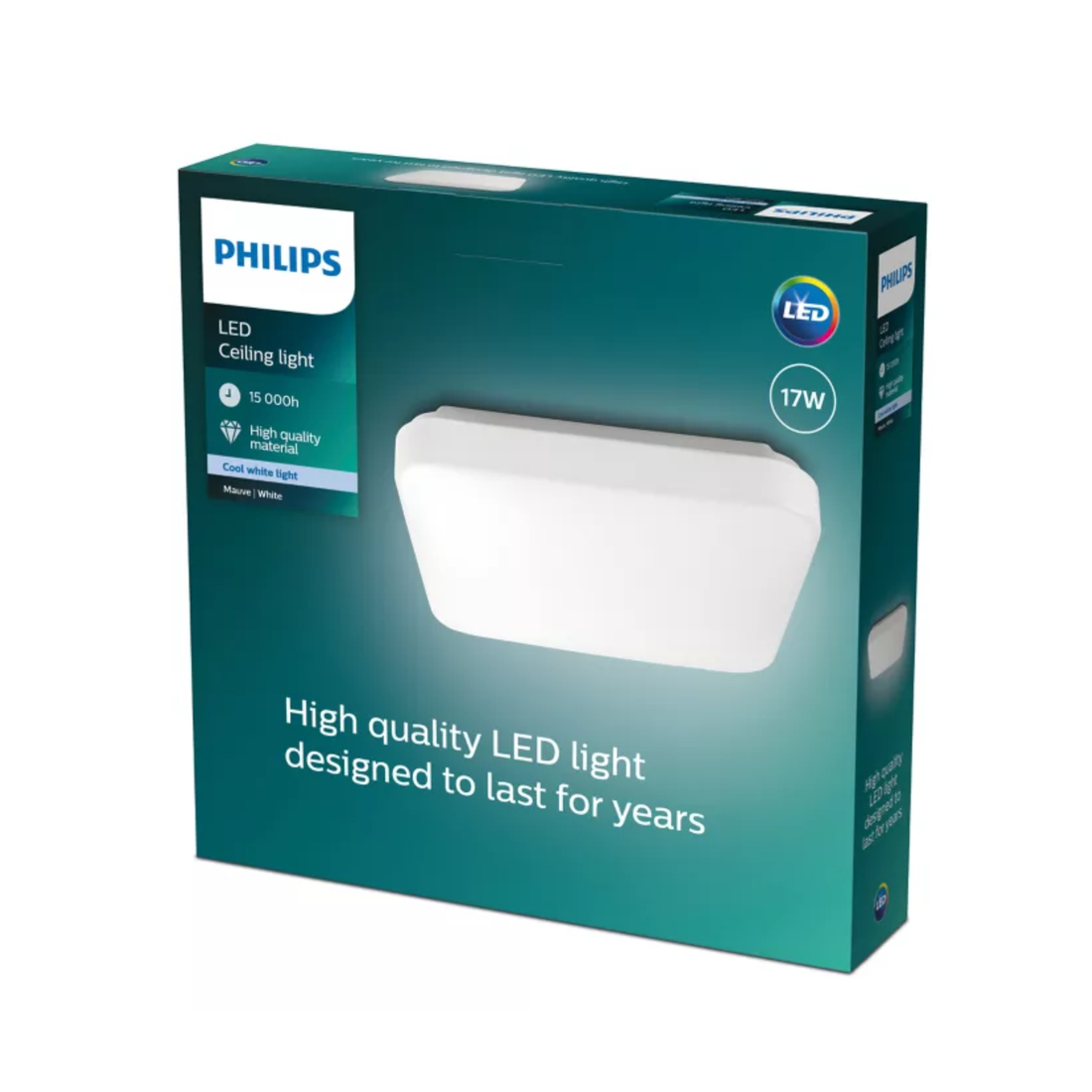 Philips Mauve LED Ceiling Light 17W Square – 2700K Cool White L320