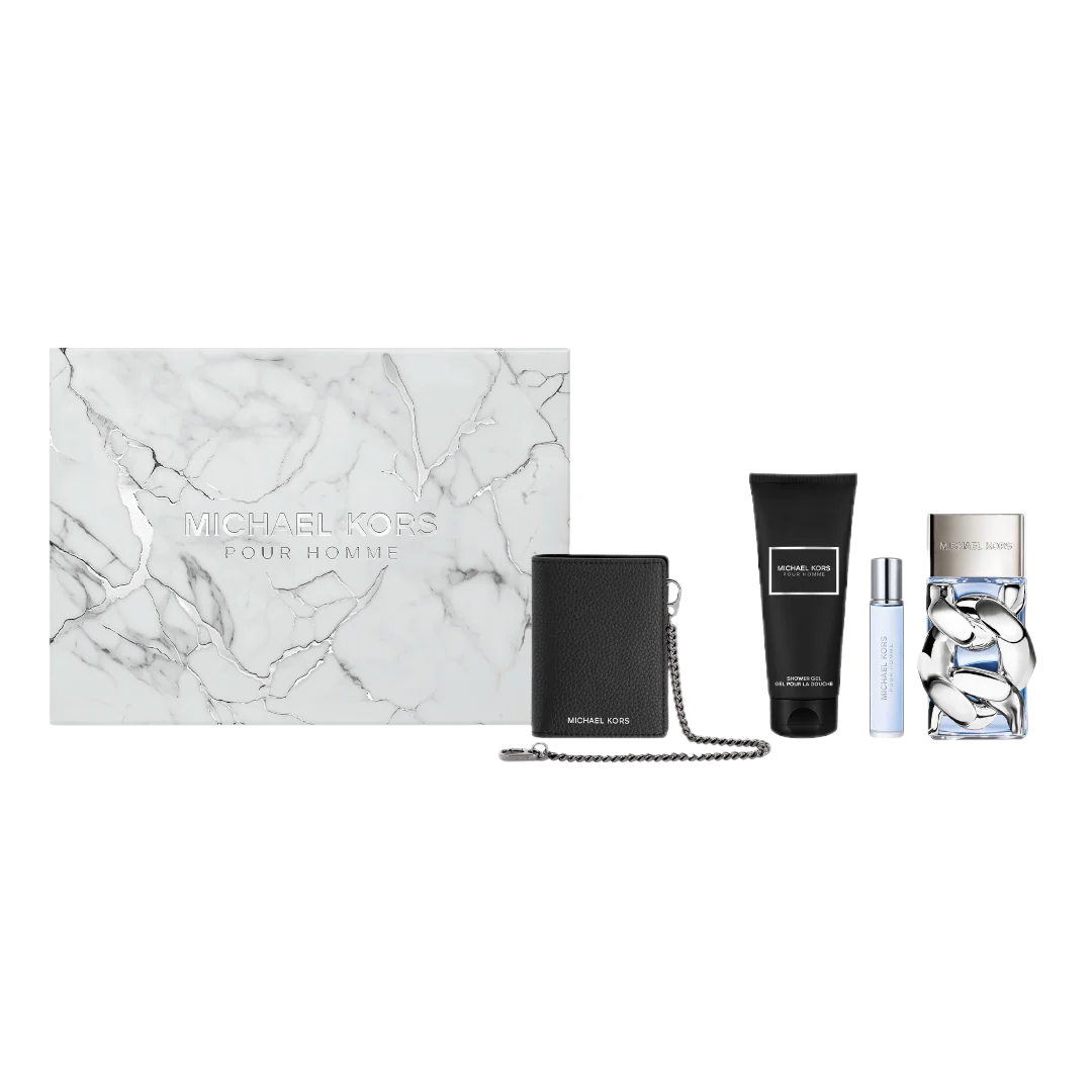Michael Kors Pour Homme Eau de Parfum Gift Set 100ml + Shower Gel 100ml + Travel Spray 10ml + Bill Wallet - Red Rhino