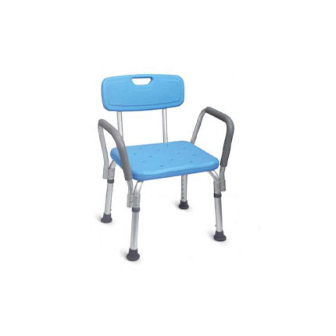 Mobi-Aid Shower Chair Stool with Armrest, Foldable and Height Adjustable - Red Rhino