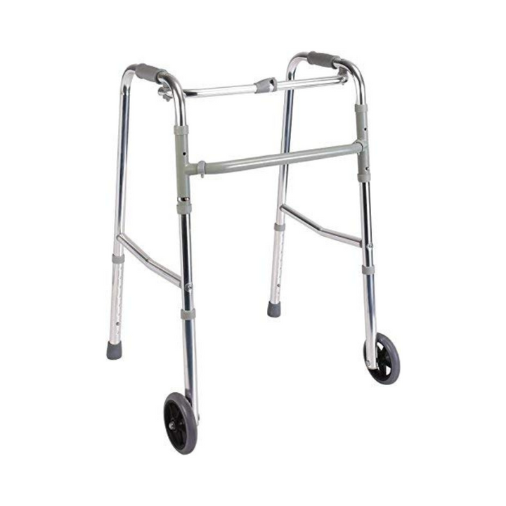 Mobi-Aid Walker Frame With wheels Height Adjustable and Foldable - Red Rhino