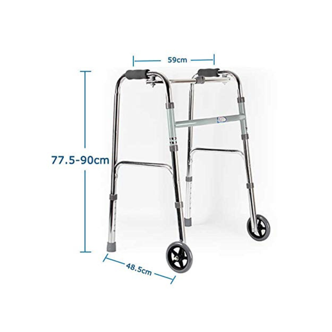 Mobi-Aid Walker Frame With wheels Height Adjustable and Foldable - Red Rhino