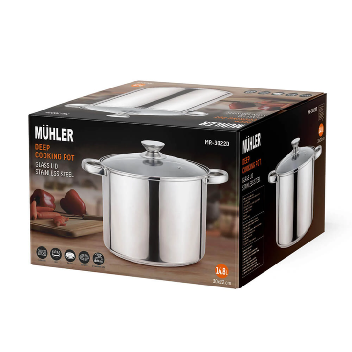 Muhler Deep Cooking Pot 30X22 Cm, 14.8 L Mr-3022D