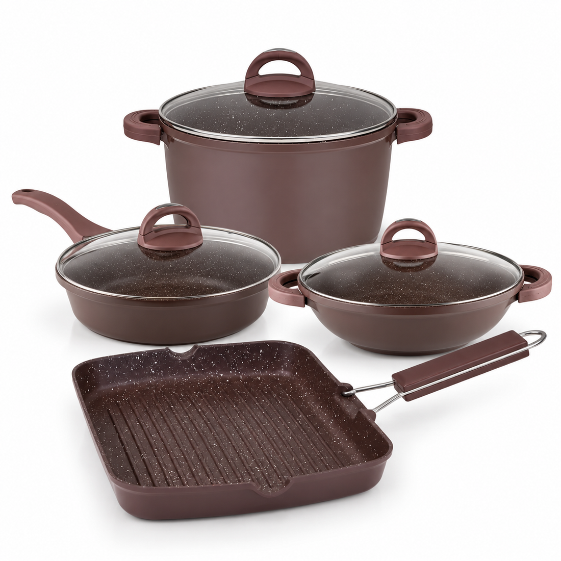 Muhler Mia 4-Piece Die-Cast Cookware Set – Cooking Pot, Deep Fry Pan, Wok & Grill Pan | Buy in Kenya | Red Rhino