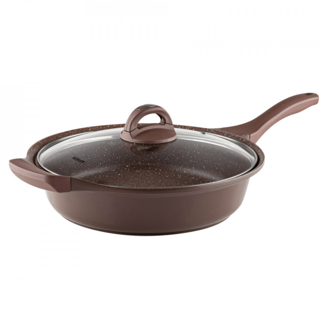 Muhler Mia Deep Fry Pan With Lid Mr-2807M, 28X7 Cm, 2.8 L, Chocolate, Die-Cast