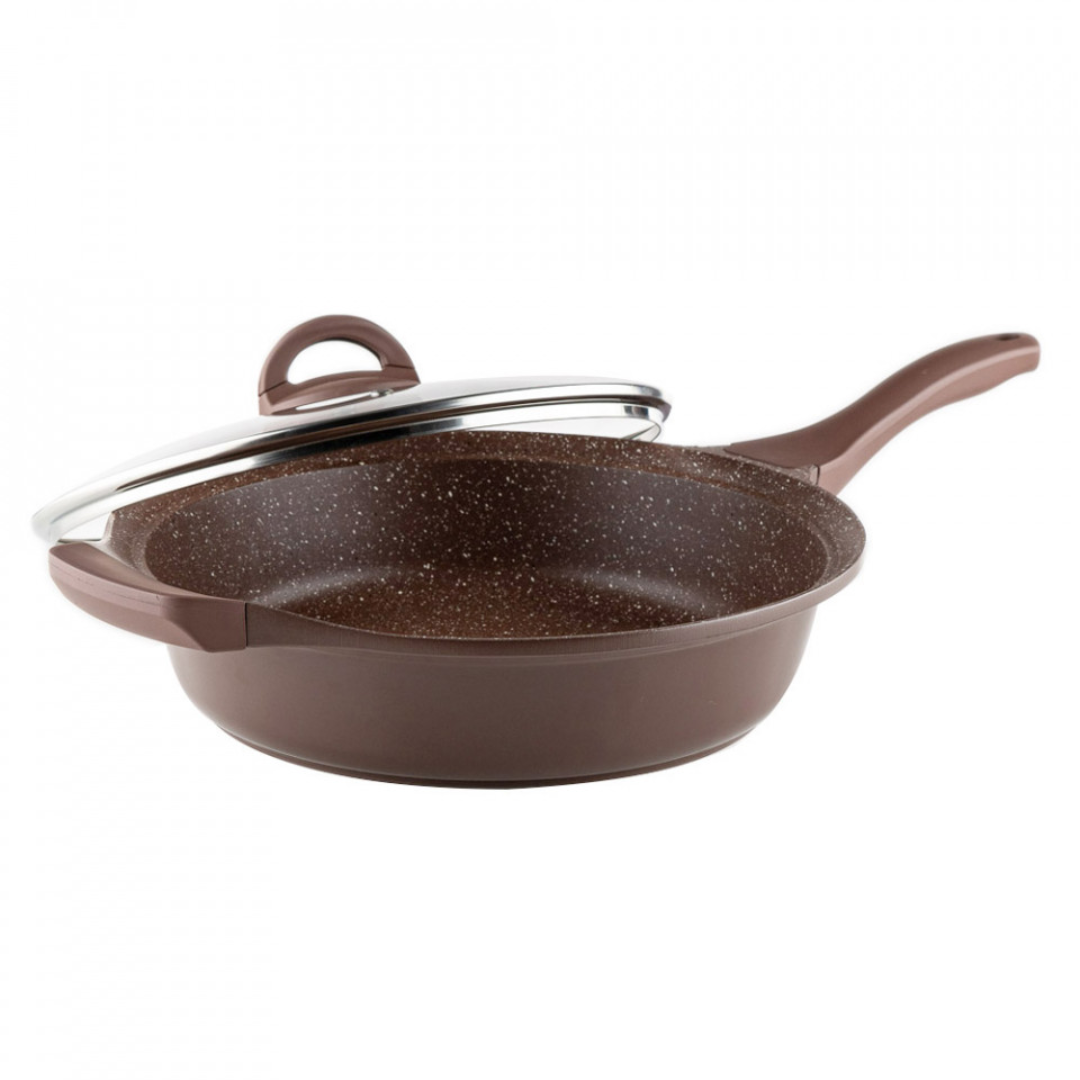 Muhler Mia Deep Fry Pan With Lid Mr-2807M, 28X7 Cm, 2.8 L, Chocolate, Die-Cast