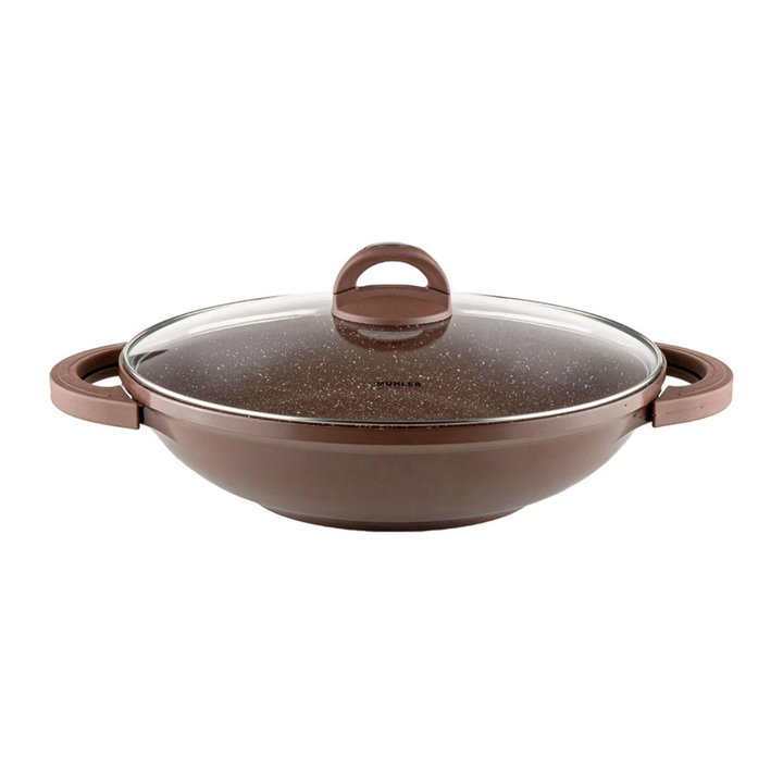 Muhler Mia Die-Cast Wok Pan with Lid 32x8.5cm 3.8L Chocolate MR-3285M | Buy in Kenya | Red Rhino