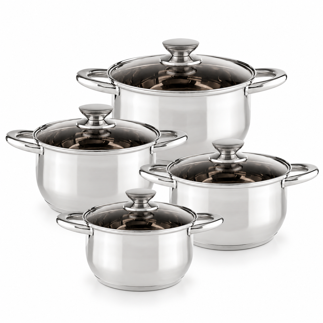 Muhler 4-Piece Stainless Steel Cooking Pot Set – 3.1L, 4.1L, 5.4L & 7L | Buy in Kenya | Red Rhino