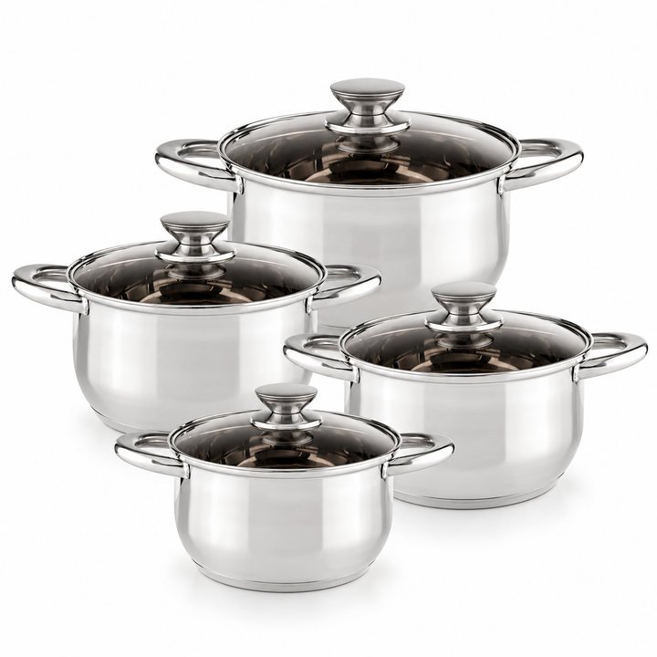 Muhler 4-Piece Stainless Steel Cooking Pot Set – 3.1L, 4.1L, 5.4L & 7L | Buy in Kenya | Red Rhino