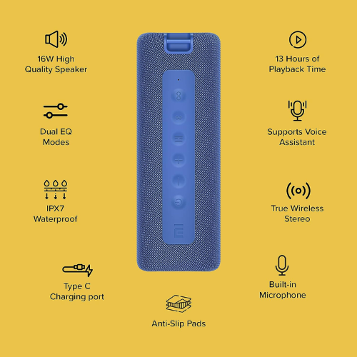 MI PORTABLE BLUETOOTH SPEAKER BLUE (16W) 29692 - Red Rhino