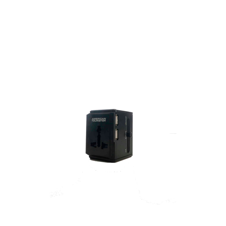 American Tourister Universal Travel Adapter 3 USB Black — front view