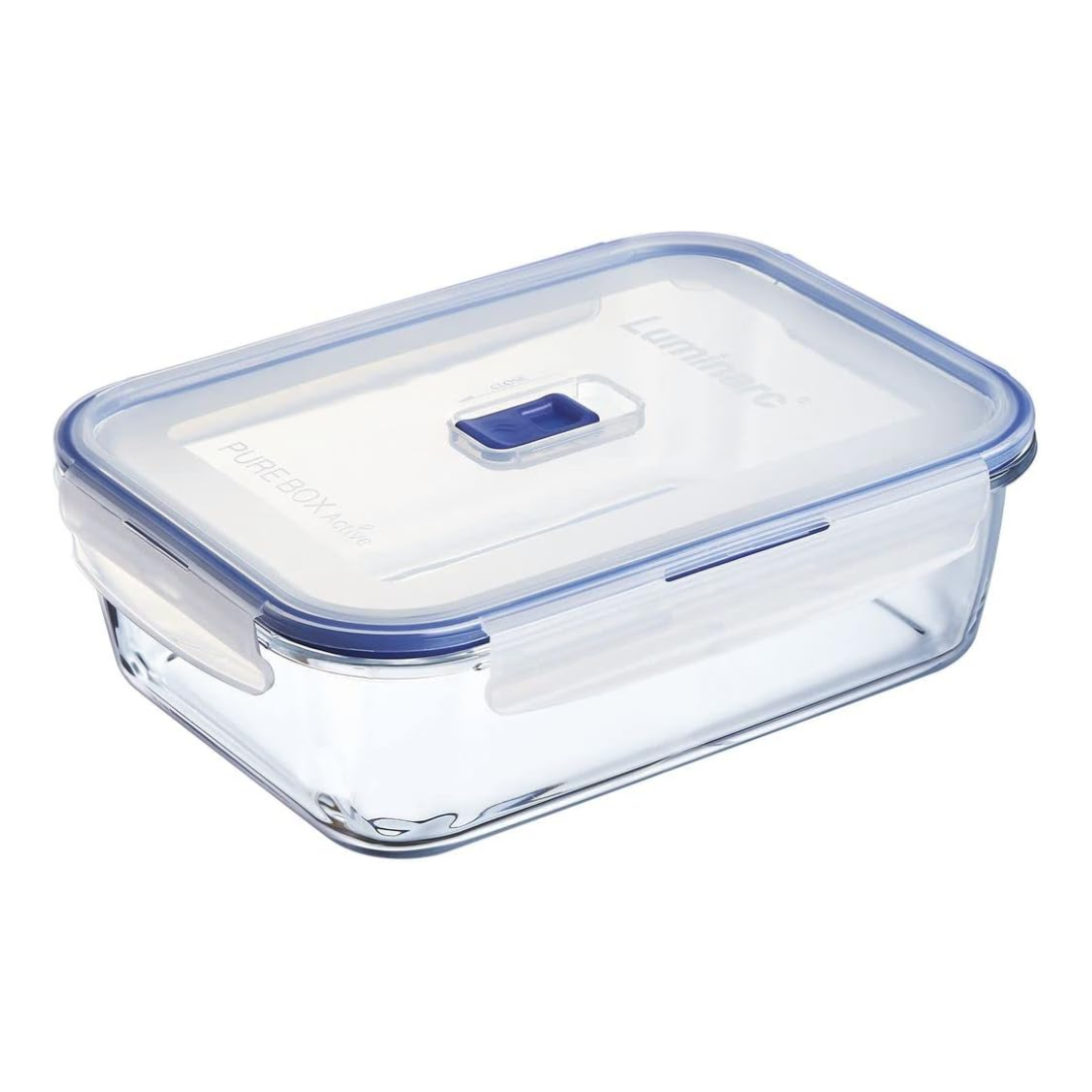 Luminarc Pure Box Active Glass Storage Box with Lid - 197 cl Transparent - Red Rhino