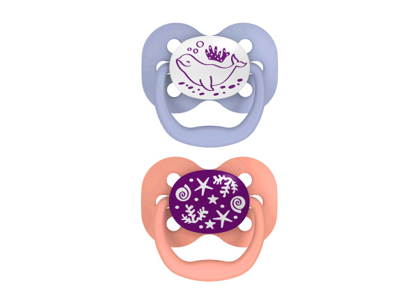 Dr Brown's Advantage Pacifier Glow in the Dark - Stage 1 Pink 0-6M 2PK -PA12003 - Red Rhino