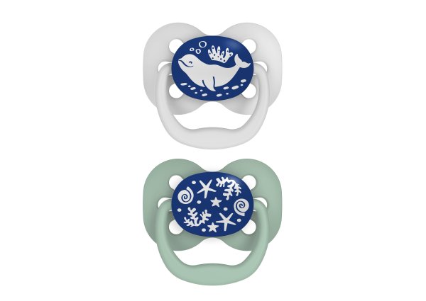 Dr Brown's Advantage Glow Pacifier - Stage 1 Blue 0-6m 2PK -PA12004