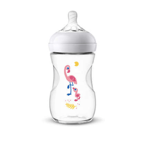 Philips Avent Natural Feeding Bottle 260ml/9oz - SCF070/21 1m+ - 2 Bottles FREE Milk Powder Dispenser