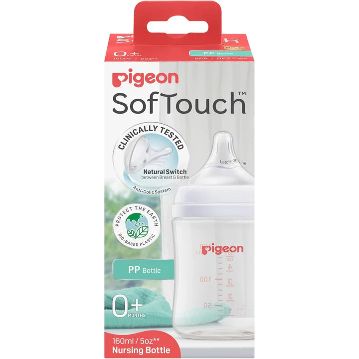 Pigeon SofTouch Baby Feeding Bottle 160ml logo - 0+ Months WN-81289