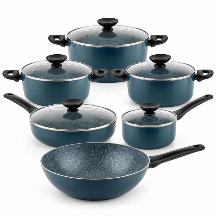 Luigi Ferrero Prima 6-Piece Cookware Set – 3 Cooking Pots + Deep Fry Pan with Lid + Wok Pan + Saucepan | Buy in Kenya | Red Rhino