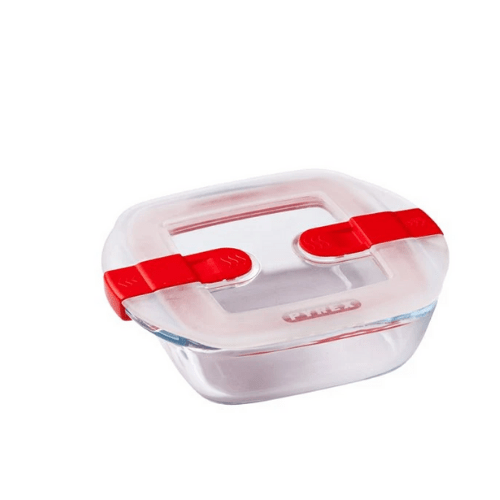 Pyrex Cook and Heat Square glass food container with patented microwave safe lid -0.35 L