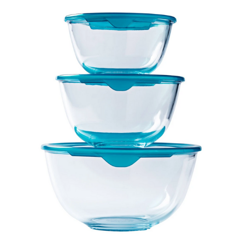 Pyrex Prep and Store Glass Bowl High resistance with lid - Set of 3