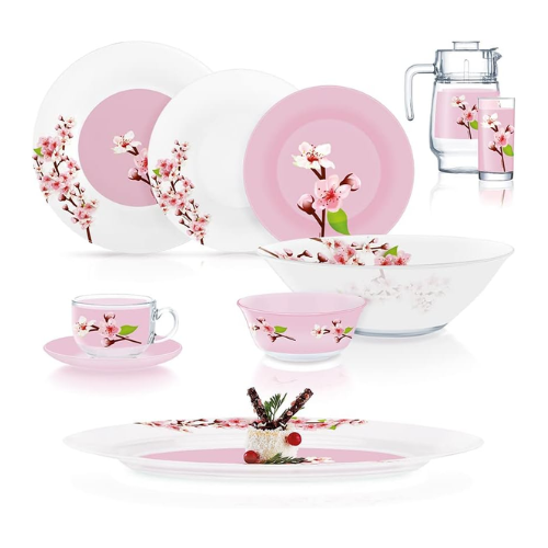 Luminarc Rose Garden 46-Piece Dinner Set - Red Rhino