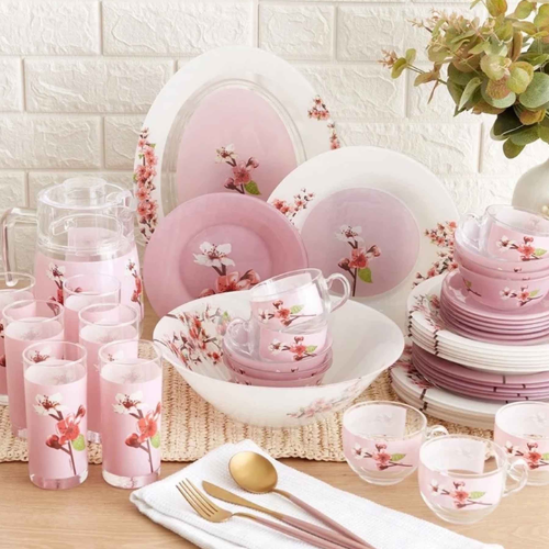 Luminarc Rose Garden 46-Piece Dinner Set - Red Rhino