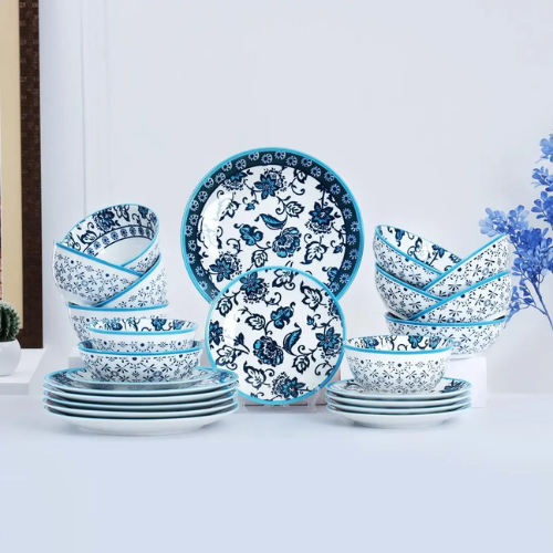 Regal Blue Blossom - 24 piece Santorini Charm Collection Dinner Set