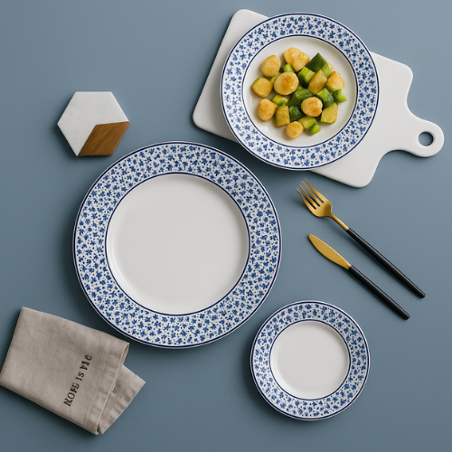 Azure Bloom - 18 piece Collection Dinner Set - Red Rhino