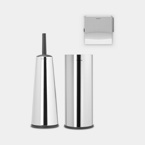 Renew Toilet Accessory Set Of 3 - Brilliant Steel