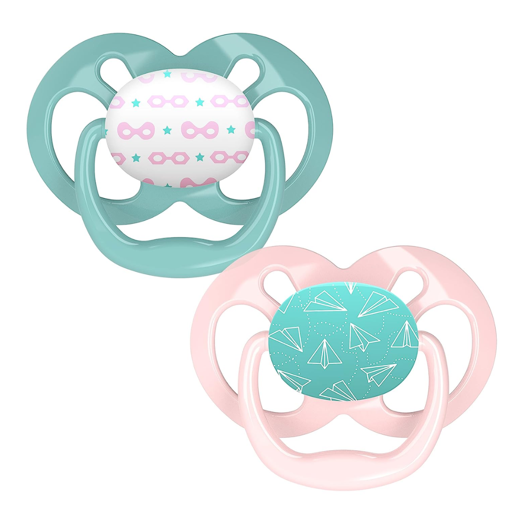 Dr. Brown's Advantage Symmetrical Pacifier Soother 6-18 Month - Pink/Green PA2201-INTLX - Red Rhino