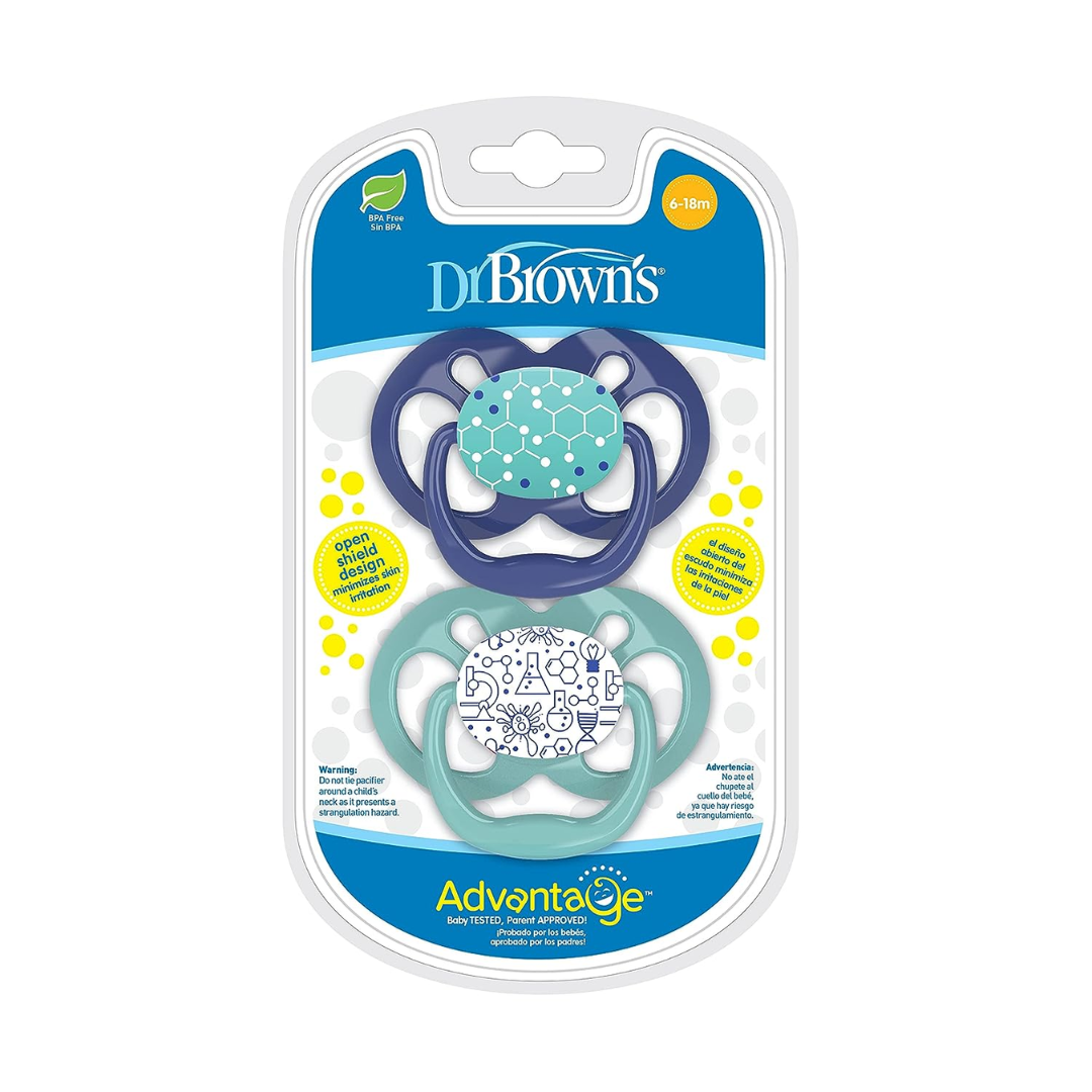 Dr. Brown's Advantage Symmetrical Pacifier Soother 6-18 Month -PA22002 Blue/Green- - Red Rhino