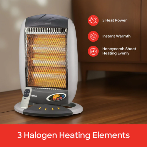 Sanford 1200W 3-Element Halogen Heater with Remote & Timer SF1284HRH