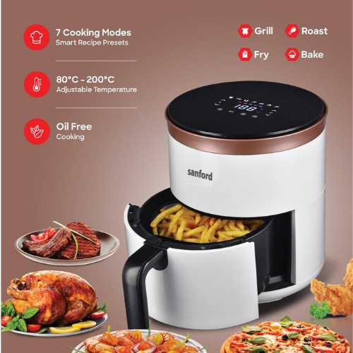 Sanford 4L digital air fryer SF2455AF, shared basket view