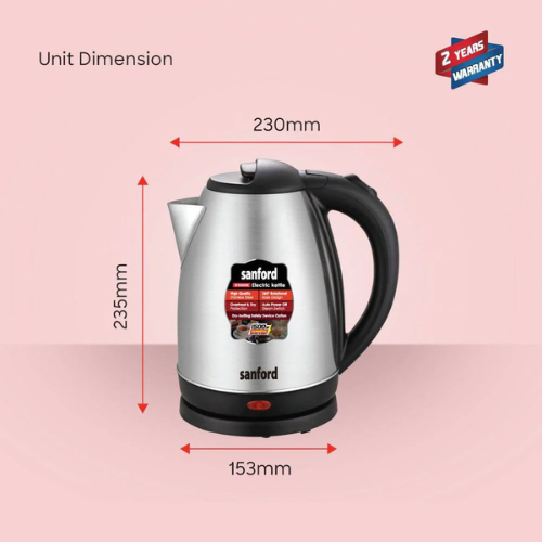 Sanford 1.8L Electric Kettle with Stainless Steel Body and 1500W Power | SF3343EK