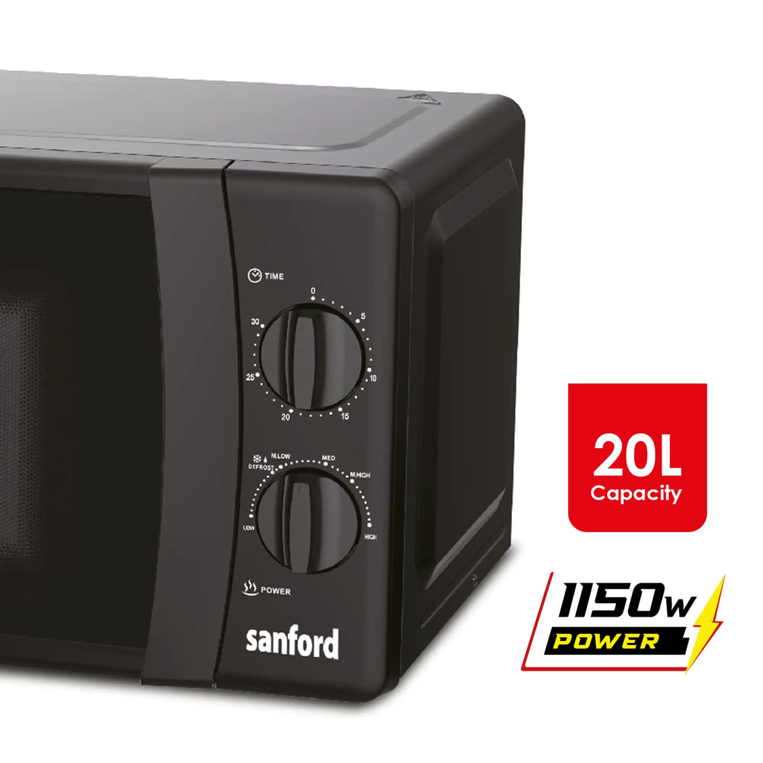 Sanford 20L microwave oven SF5629MO black, control detail